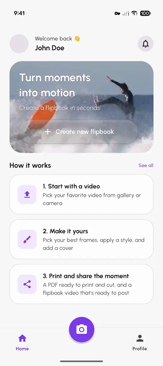 Flipage home screen with the button to create a new flipbook