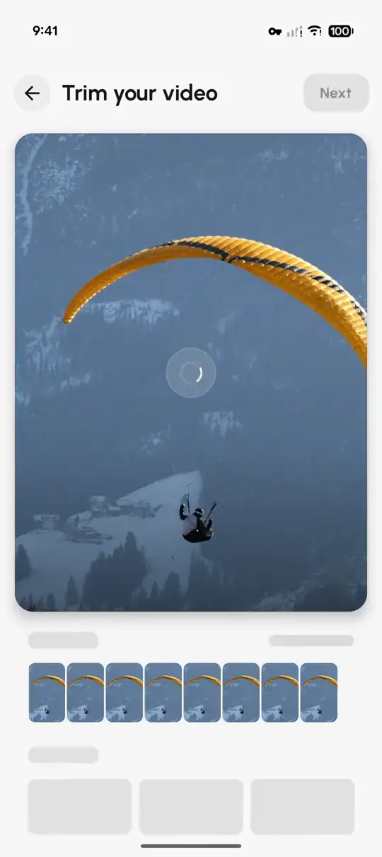 Trimming a paraglider video in Flipage